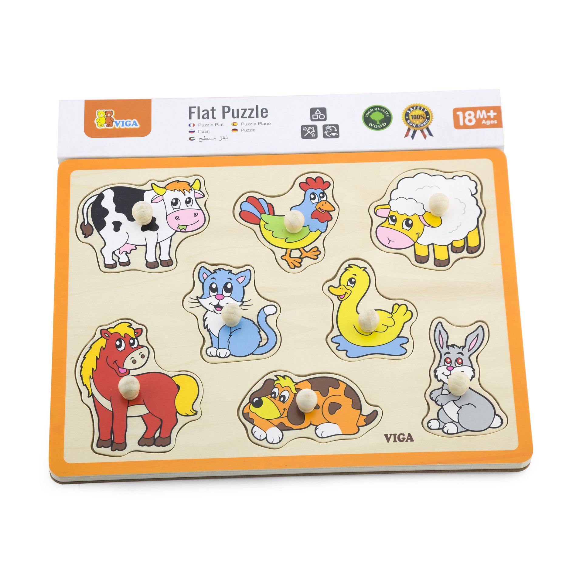 Flat Knob Puzzle Farm Animals 8pc - Image 4