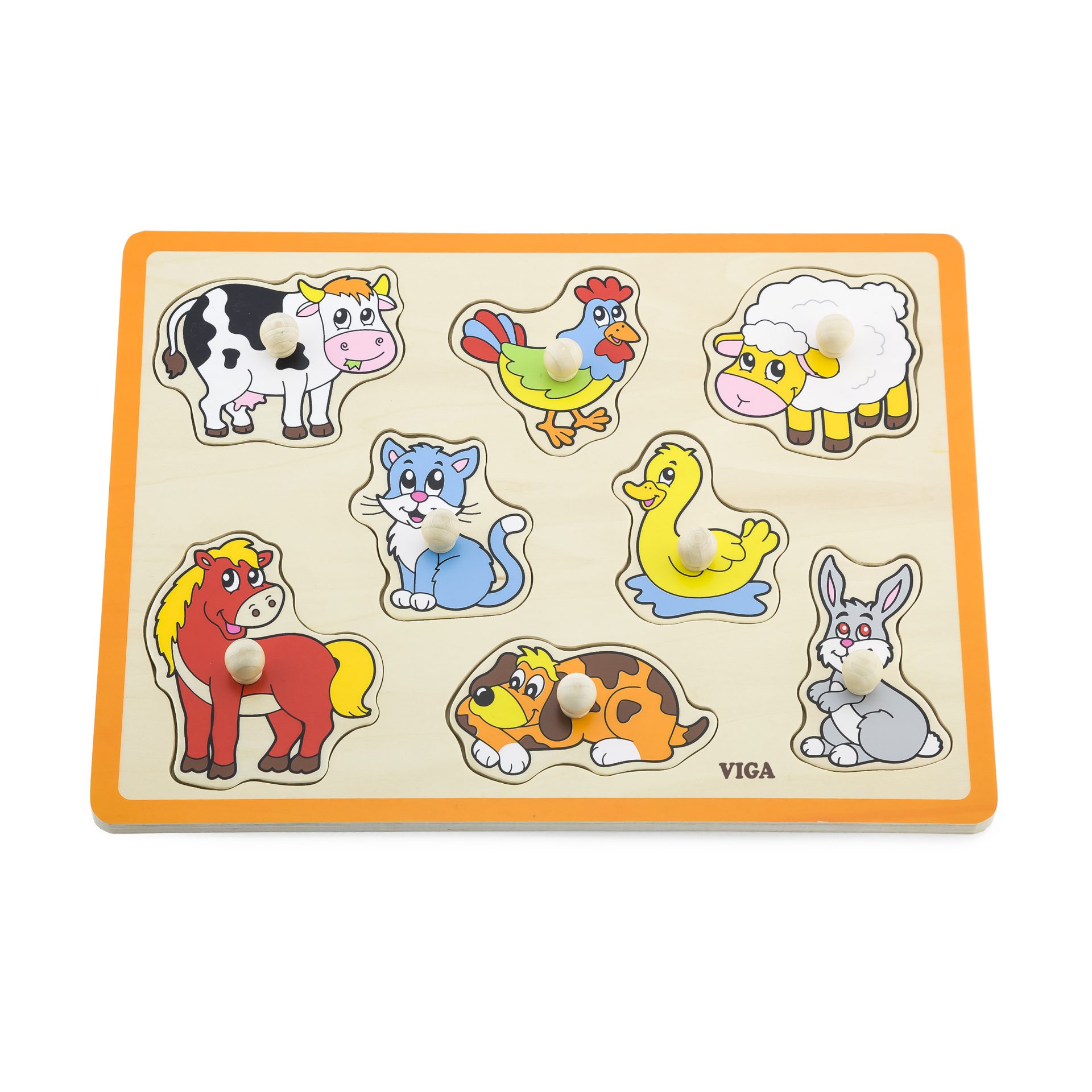 Flat Knob Puzzle Farm Animals 8pc - Image 2